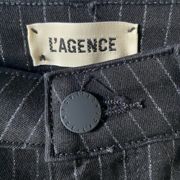 L'AGENCE Selma High Rise Sleek Baby Boot Trousers Black/Silver Glitter Stripe 25 - Picture 6 of 9